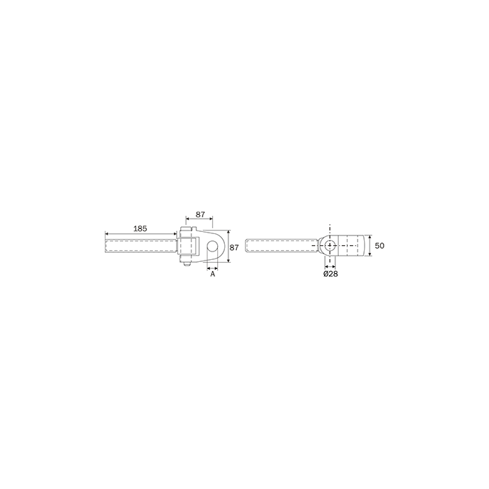 Άρθρωση κομπλέ Φ25,4 κοντή με σπείρωμα 36x3 αριστερή