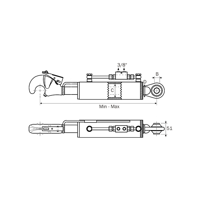 Ραντάρ Υδραυλικού A.30 με γάντζο CAT2 - Σπείρωμα 30x3 Φ25,4 - L.610-820
