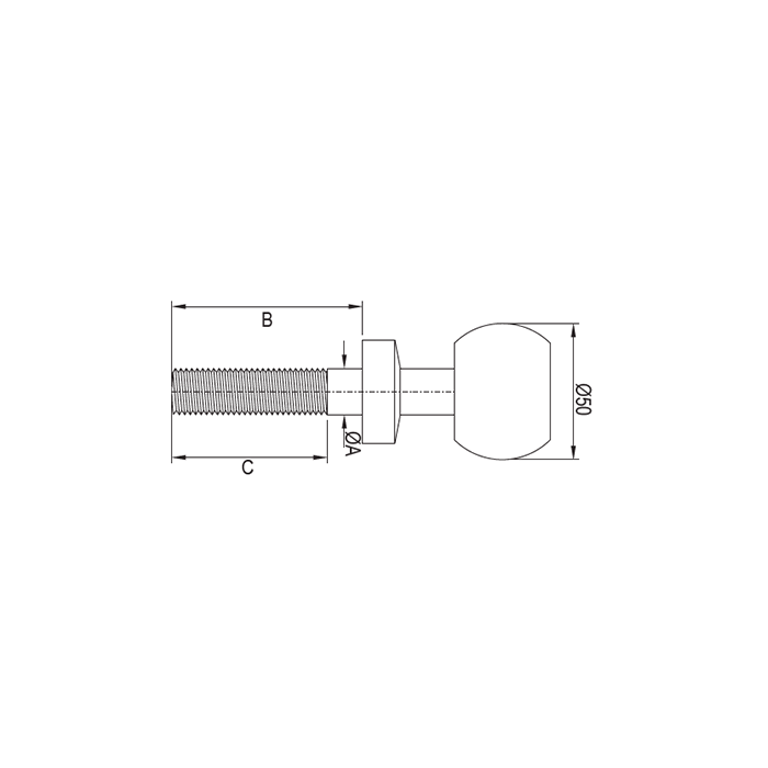 Ball Drawbar Ø50 TB16 M16 L50