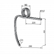 Cultivator Double Coil Tine 20x20 Without Point Right Bianchi