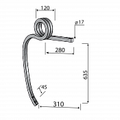 Cultivator Double Coil Tine 30x30 Without Point Left Bianchi