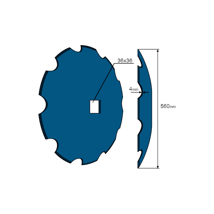 Notched disc 22'' 36x36 Bellota