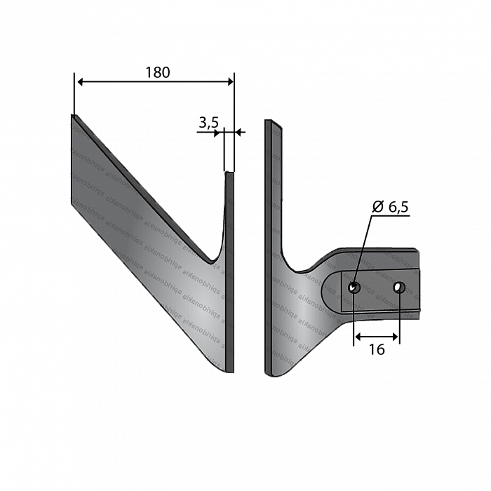 Row Crop Cultivator Flap 180x3,5 Left Ofas