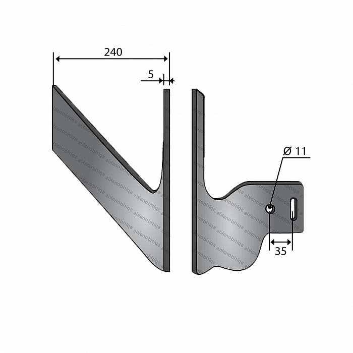 Row Crop Cultivator Flap 240x5 Left