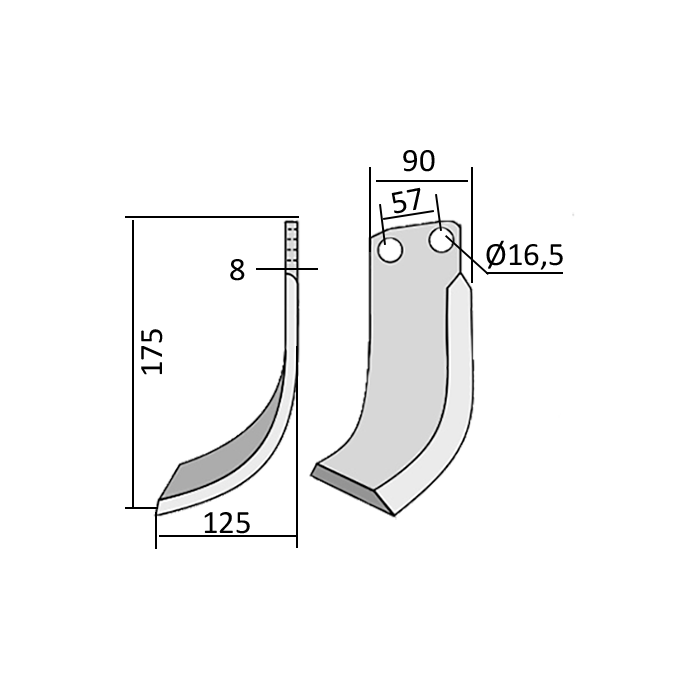 Rotary Cultivator Blade Kuhn Angular 90x8 Berfor