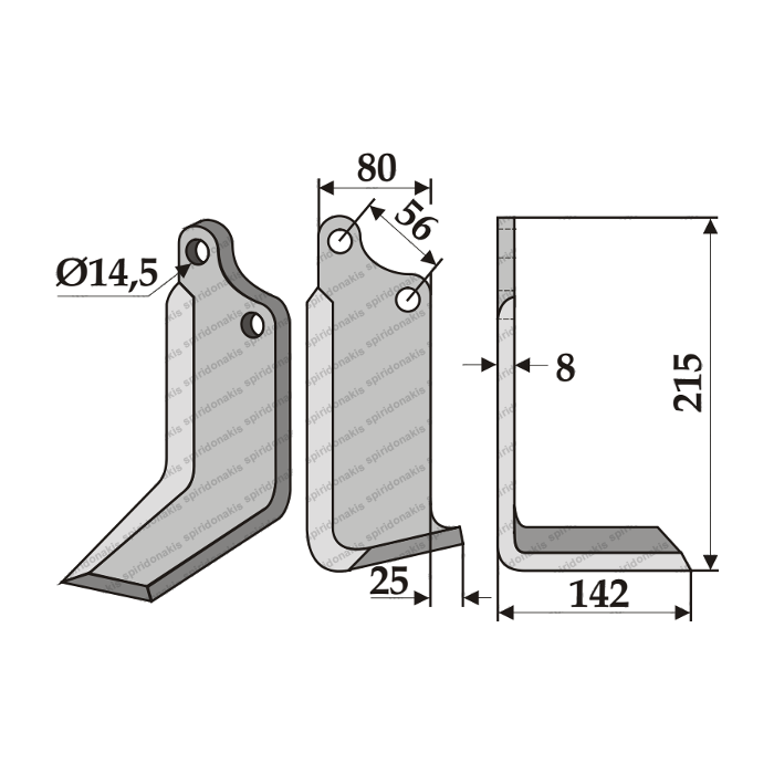 Μαχαίρι Φρέζας 80x8 Φ14,5 ΚΚ56 Maschio