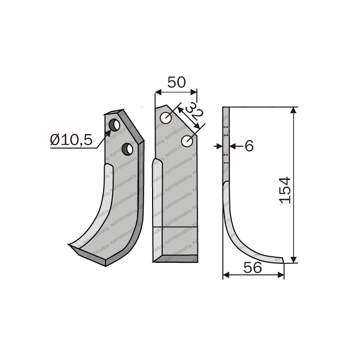 Rotary Cultivator Blade Curved Patenidis-Chatzidis 50x6