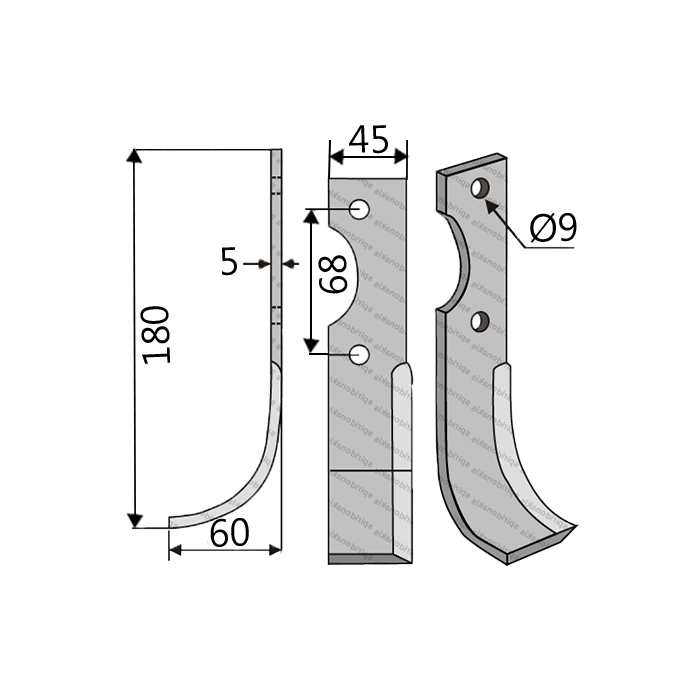 Μαχαίρι Benassi 145617 50 E.T. 45x5/ΚΚ68/Ø9 L180 Αριστερό