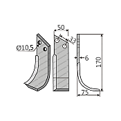 Rotary Cultivator Blade 150604 Atlas 50Χ6/ΚΚ33/Ø10.5 Rotary Cultivator Blade 150604 Atlas 50Χ6/ΚΚ33/Ø10.5