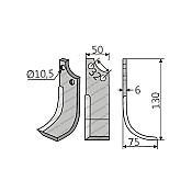 Rotary Cultivator Blade 250511 Batalini - Patenidis 50x6/ΚΚ32/Ø10.5 Rotary Cultivator Blade 250511 Batalini - Patenidis 50x6/ΚΚ32/Ø10.5