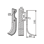 Rotary Cultivator Blade 40x5x195 Ø8 ΚΚ68 Rotary Cultivator Blade 40x5x195 Ø8 ΚΚ68