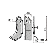 Rotary Cultivator Blade 360629 60x6 Ø13 ΚΚ40 Terra Rotary Cultivator Blade 360629 60x6 Ø13 ΚΚ40 Terra