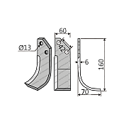 Rotary Cultivator Blade 360643 Bertolini 60Χ6/ΚΚ42/Ø13 Curved Short Rotary Cultivator Blade 360643 Bertolini 60Χ6/ΚΚ42/Ø13 Curved Short