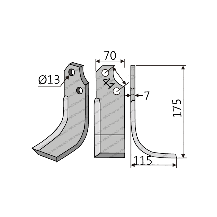 Rotary Cultivator Blade Adaptable with Maschio-Pythagora Angular 70x7 Rotary Cultivator Blade Adaptable with Maschio-Pythagora Angular 70x7