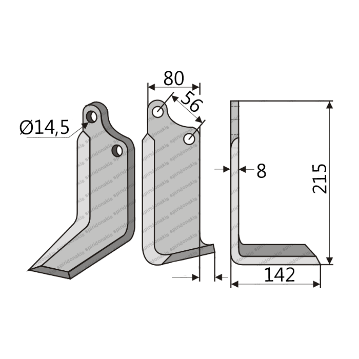 Rotary Cultivator Blade 80x8 Ø14,5 ΚΚ56 Adaptable with Maschio Rotary Cultivator Blade 80x8 Ø14,5 ΚΚ56 Adaptable with Maschio