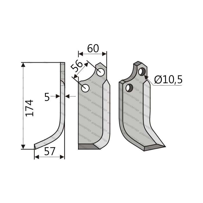 Rotary Cultivator Blade Adaptable with Maschio 60x5 Left Rotary Cultivator Blade Adaptable with Maschio 60x5 Left