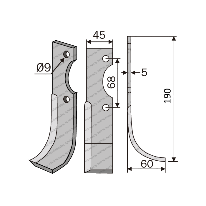 Μαχαίρι Φρέζας 140642 Benassi E.T. 45x5/ΚΚ68/Ø9 L190 Μαχαίρι Φρέζας 140642 Benassi E.T. 45x5/ΚΚ68/Ø9 L190