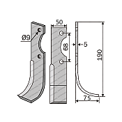 Rotary Cultivator Blade Benassi BL75 50x6/ΚΚ68/Ø9 Rotary Cultivator Blade Benassi BL75 50x6/ΚΚ68/Ø9