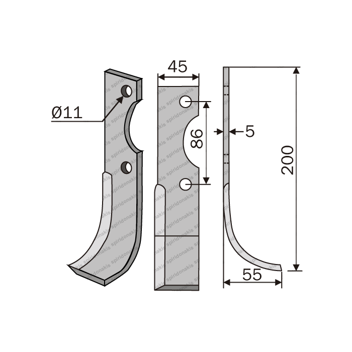 Rotary Cultivator Blade Armatha Right