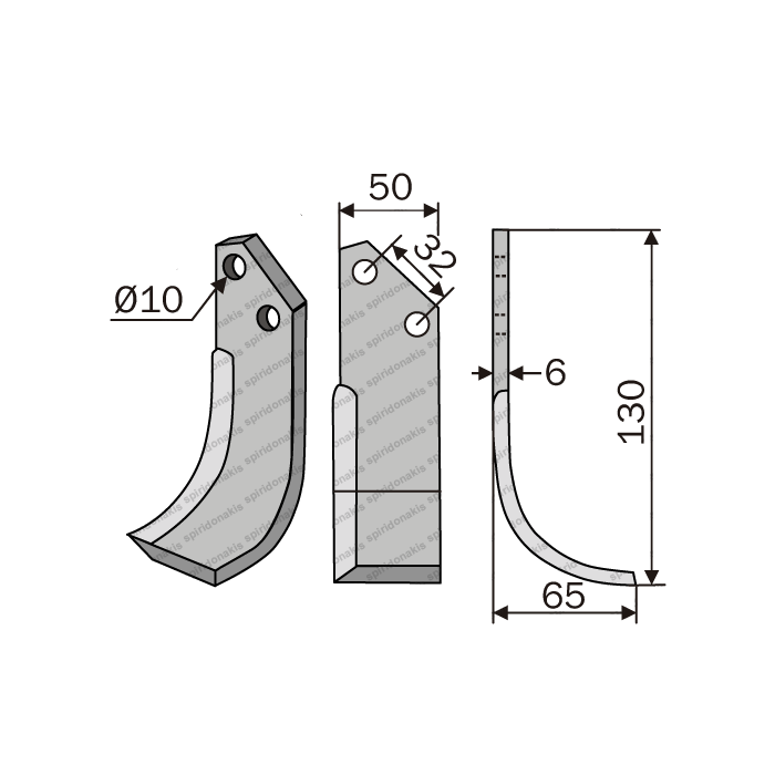 Rotary Cultivator Blade Patis-Gemka 50x6