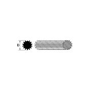 PTO Shaft Male Splined Φ35 z12 L.1000mm Binacchi