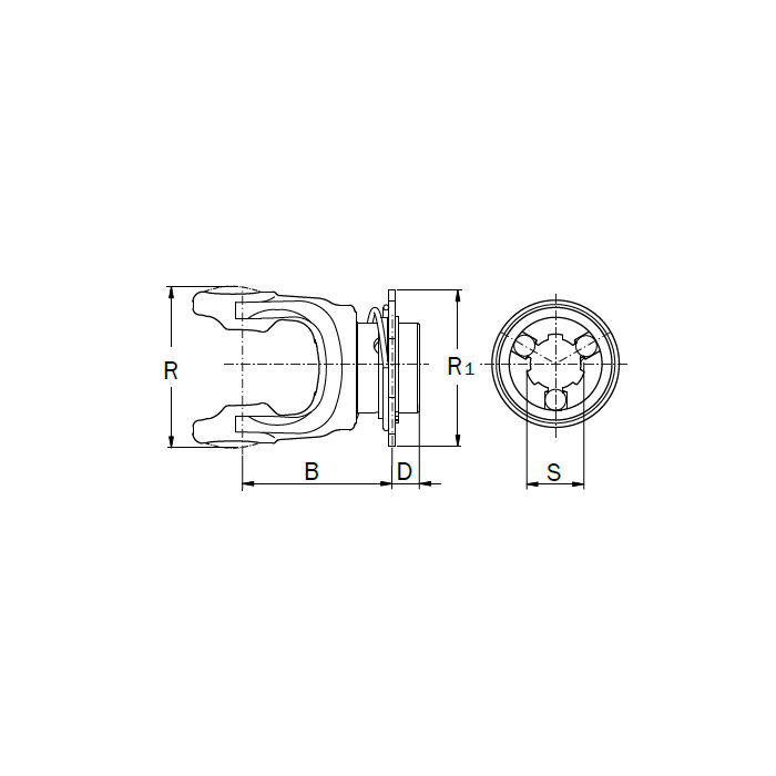 Splined Yoke with Quick Release 5720S0351 S0 42x130 1-3/8'' z6 Bondioli & Pavesi