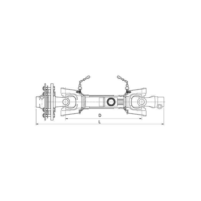 Πολύσφηνος Άξονας με Κάλυμμα και Συμπλέκτη LF2 1-3/8''z6 L.800/64HP/30,2x92 Binacchi