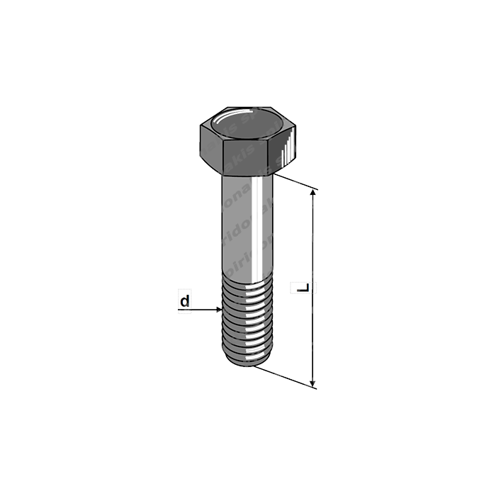 Hexagon Bolt DIN 931 8.8 Μ08x80 Zinc Plated