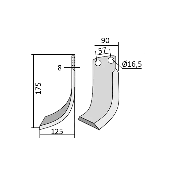 Rotary Cultivator Blade Kuhn Angular 90x8 Berfor