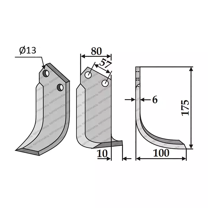Μαχαίρι Φρέζας Rotavator ΕΤ Καμπυλωτό 80x6