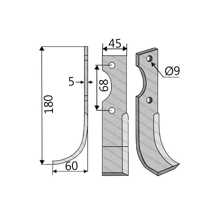 Μαχαίρι Benassi 145617 50 E.T. 45x5/ΚΚ68/Ø9 L180 Αριστερό