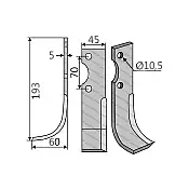 Rotary Cultivator Blade 45x5 Ø10,5 ΚΚ70 Armatha Left Rotary Cultivator Blade 45x5 Ø10,5 ΚΚ70 Armatha Left
