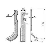Rotary Cultivator Blade 30x5x180 Φ9 ΚΚ68