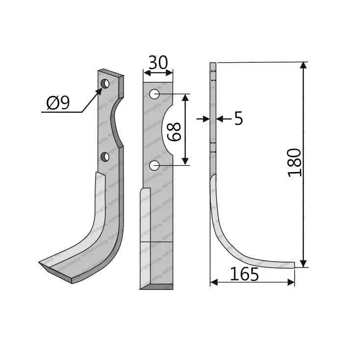 Rotary Cultivator Blade 30x5x180 Φ9 ΚΚ68
