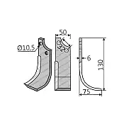 Rotary Cultivator Blade 250511 Batalini - Patenidis 50x6/ΚΚ32/Ø10.5 Rotary Cultivator Blade 250511 Batalini - Patenidis 50x6/ΚΚ32/Ø10.5
