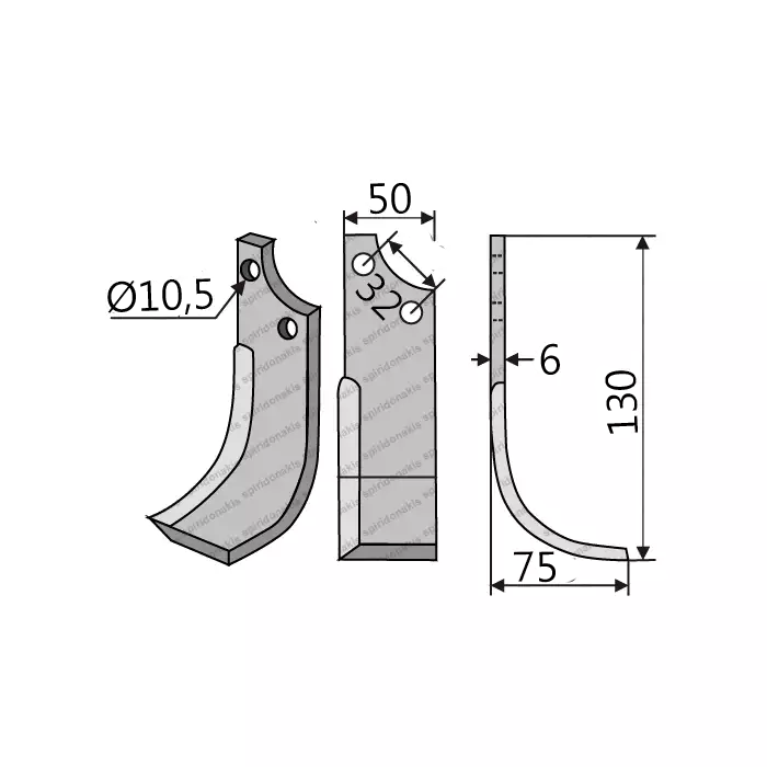 Rotary Cultivator Blade 250511 Batalini - Patenidis 50x6/ΚΚ32/Ø10.5 Rotary Cultivator Blade 250511 Batalini - Patenidis 50x6/ΚΚ32/Ø10.5