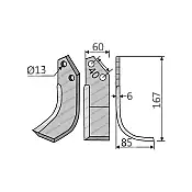Rotary Cultivator Blade 60x6 Ø13 ΚΚ40 Agritech Rotary Cultivator Blade 60x6 Ø13 ΚΚ40 Agritech