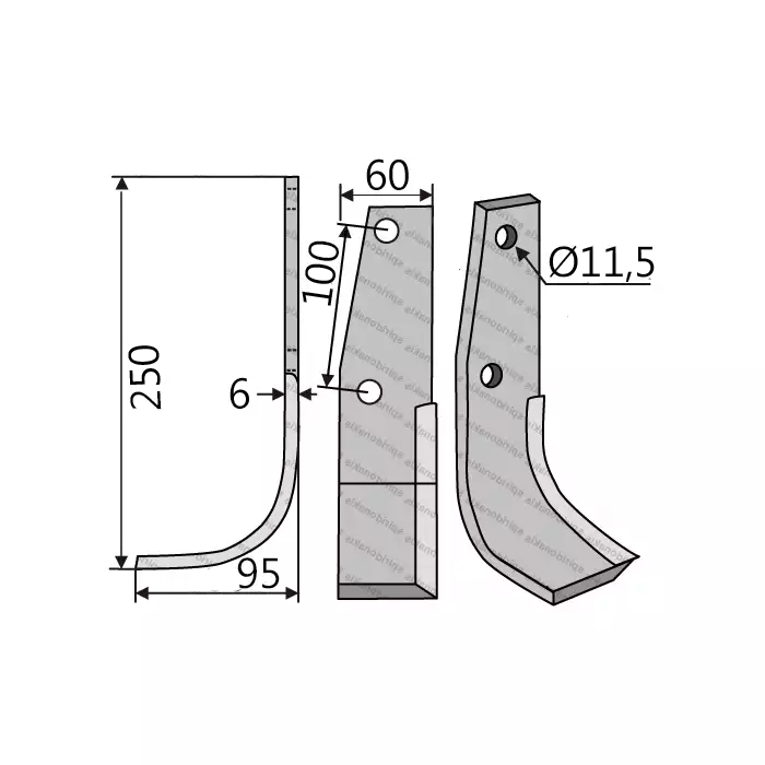 Rotary Cultivator Blade 360634 60x6 Φ11,5 ΚΚ99 Goldoni Left Rotary Cultivator Blade 360634 60x6 Φ11,5 ΚΚ99 Goldoni Left