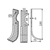 Μαχαίρι Φρέζας Benassi BL75 50x6/ΚΚ68/Ø9 Μαχαίρι Φρέζας Benassi BL75 50x6/ΚΚ68/Ø9