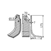 Rotary Cultivator Blade Adaptable with Maschio-Pythagora Angular 70x7 Rotary Cultivator Blade Adaptable with Maschio-Pythagora Angular 70x7
