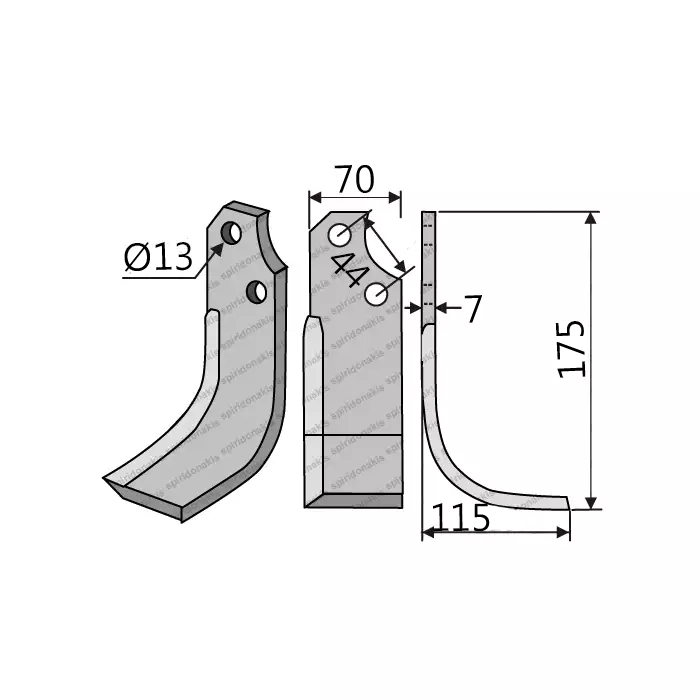 Rotary Cultivator Blade Adaptable with Maschio-Pythagora Angular 70x7 Rotary Cultivator Blade Adaptable with Maschio-Pythagora Angular 70x7