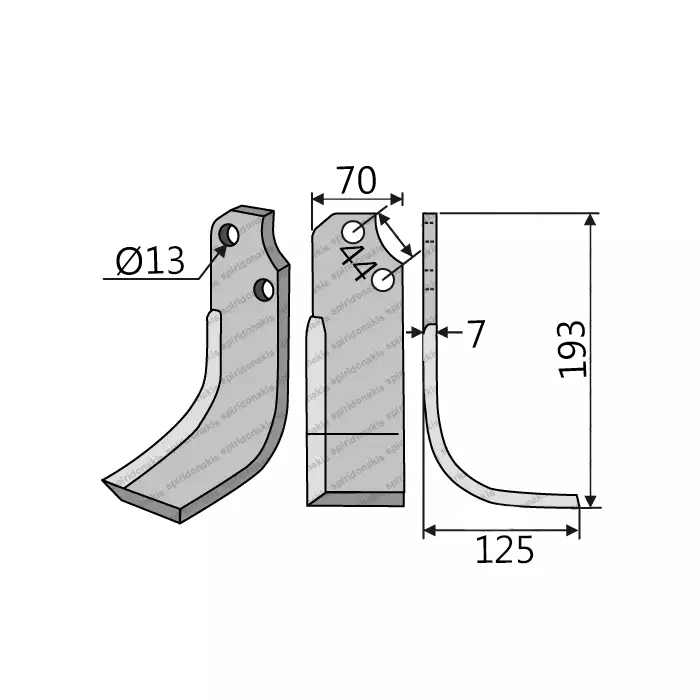 Rotary Cultivator Blade Adaptable with Maschio-Pythagora Curved 70x7