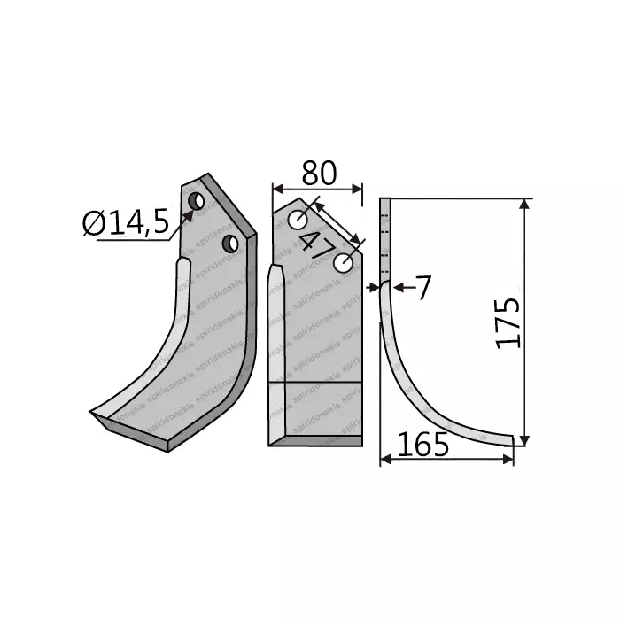 Rotary Cultivator Blade Adaptable with Maschio UN Curved (80Χ7/ΚΚ47/Φ14.5) Rotary Cultivator Blade Adaptable with Maschio UN Curved (80Χ7/ΚΚ47/Φ14.5)