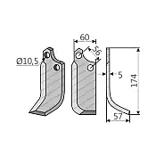 Rotary Cultivator Blade Adaptable with Maschio 60x5 Right Rotary Cultivator Blade Adaptable with Maschio 60x5 Right
