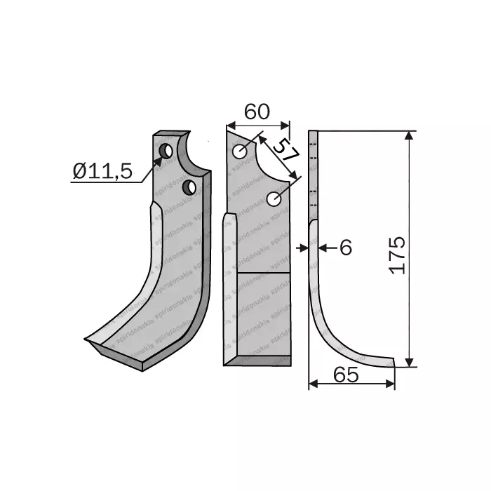 Rotary Cultivator Blade Celli-Teranova 60x6 Rotary Cultivator Blade Celli-Teranova 60x6