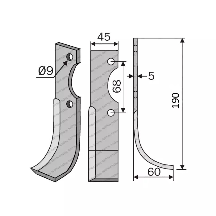 Μαχαίρι Φρέζας 140642 Benassi E.T. 45x5/ΚΚ68/Ø9 L190 Μαχαίρι Φρέζας 140642 Benassi E.T. 45x5/ΚΚ68/Ø9 L190