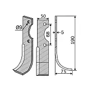 Μαχαίρι Φρέζας Benassi BL75 50x6/ΚΚ68/Ø9 Μαχαίρι Φρέζας Benassi BL75 50x6/ΚΚ68/Ø9