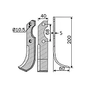 Rotary Cultivator Blade Barbieri Rlg1 40x5 ΚΚ68 Ø10,5