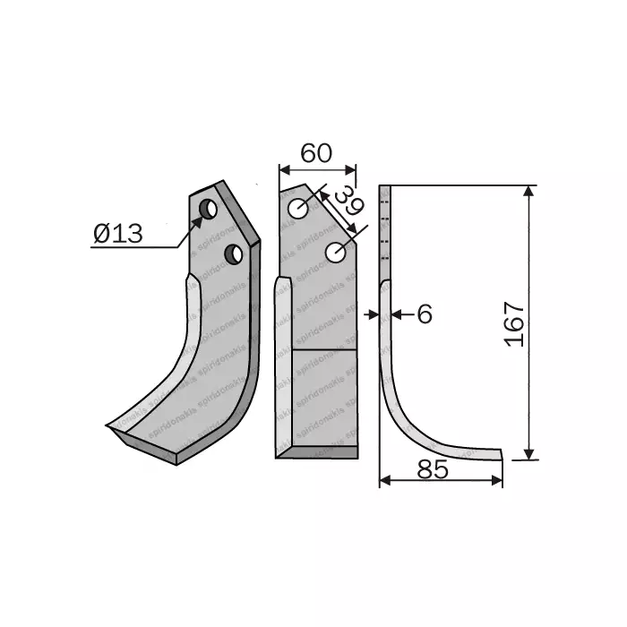 Rotary Cultivator Blade 60x6 Terra Rotary Cultivator Blade 60x6 Terra