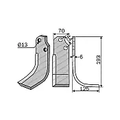Rotary Cultivator Blade Maschio-Pythagora Curved 70x7 Rotary Cultivator Blade Maschio-Pythagora Curved 70x7